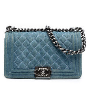 Pre-Loved Chanel Old Medium Quilted Denim Boy Flap